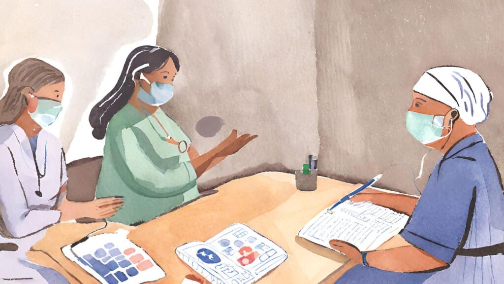 medical translators speaking between the patient and the doctor