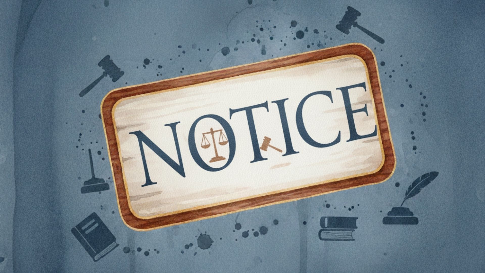an illustration of the word notice on a blue background