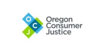 Logo for Oregon Consumer Justice with the letters O, C, and J in colorful squares and the text Oregon Consumer Justice