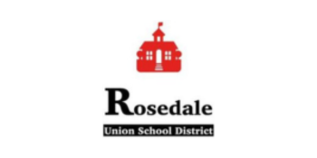 Rosedale Union School District logo featuring a red school building icon above the text _Rosedale Union School District