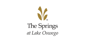 The Springs at Lake Oswego logo with a gold stylized leaf design above the text._The Springs at Lake Oswego